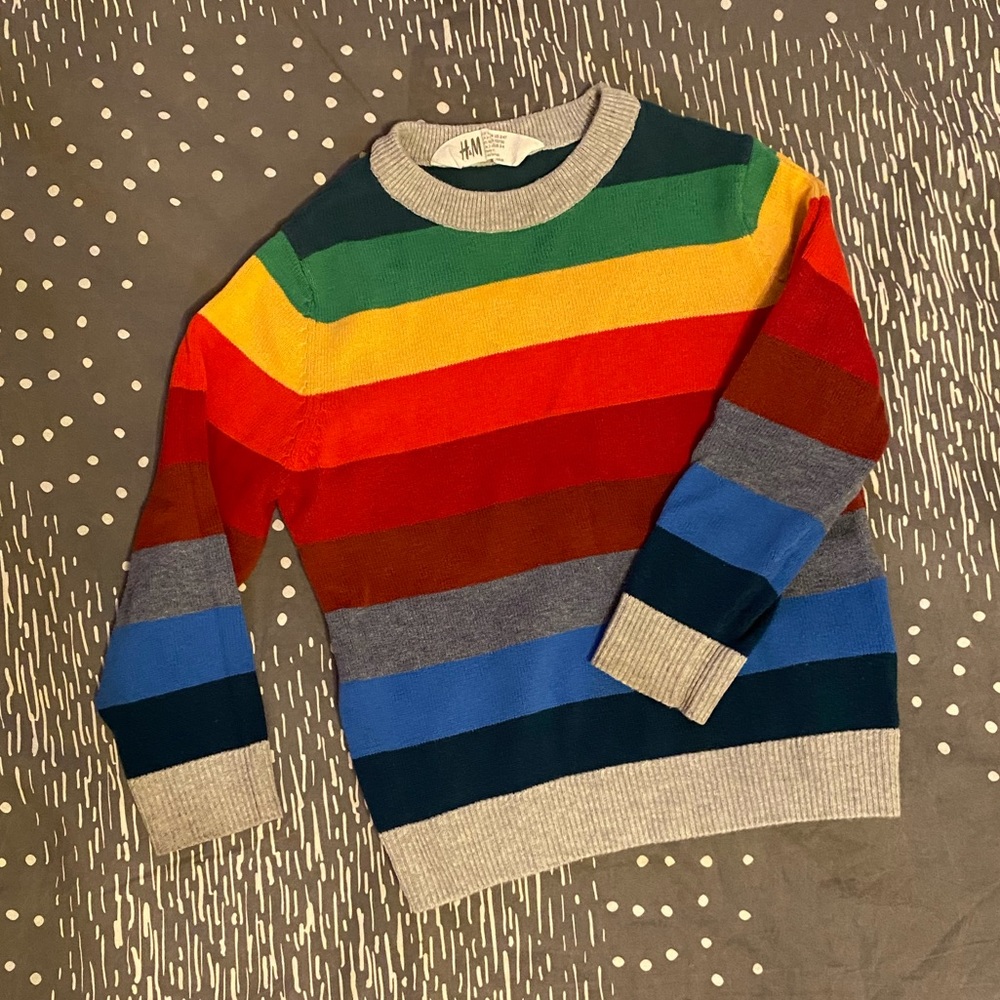 H&M cotton rainbow sweater 3T